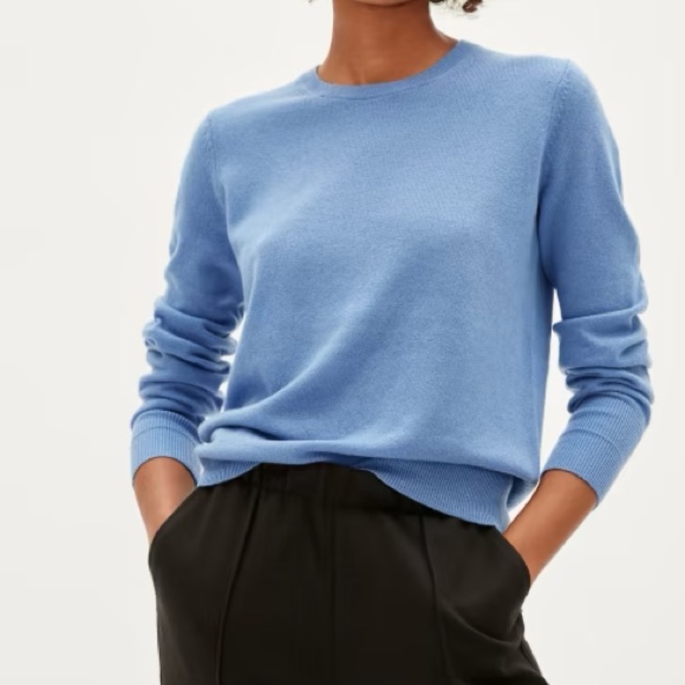Everlane Cashmere Crew Neck Sweater Pullover Ribbed Periwinkle Baby Blue Small